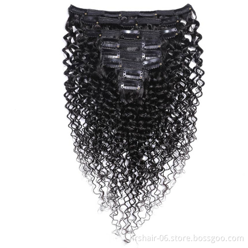 Cheap remy human hair extension clip in hair extension,clip hair,100% kinky curly clip in human hair extension for black